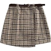 SHENHE Women's Plus Size Plaid Wrap Skirt High Waisted A Line Fall Elegant Short Work Skirt