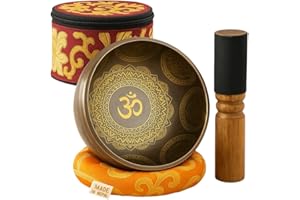 HEALING MONK Wonders Ladies Tibetan Singing Bowl Set – Handcrafted in Nepal – Meditation Sound Bowl for Healing, Stress Relief, Chakra Balancing – Ideal Gift for Yoga Lovers, Women & Men (Buddha (OM))