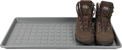 DIVCHI Grey Plastic Boot Tray with Raised Edges Multipurpose Entryway