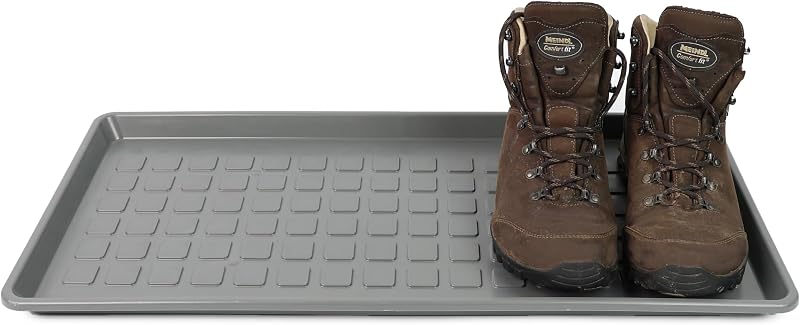 DIVCHI Grey Plastic Boot Tray with Raised Edges Multipurpose Entryway