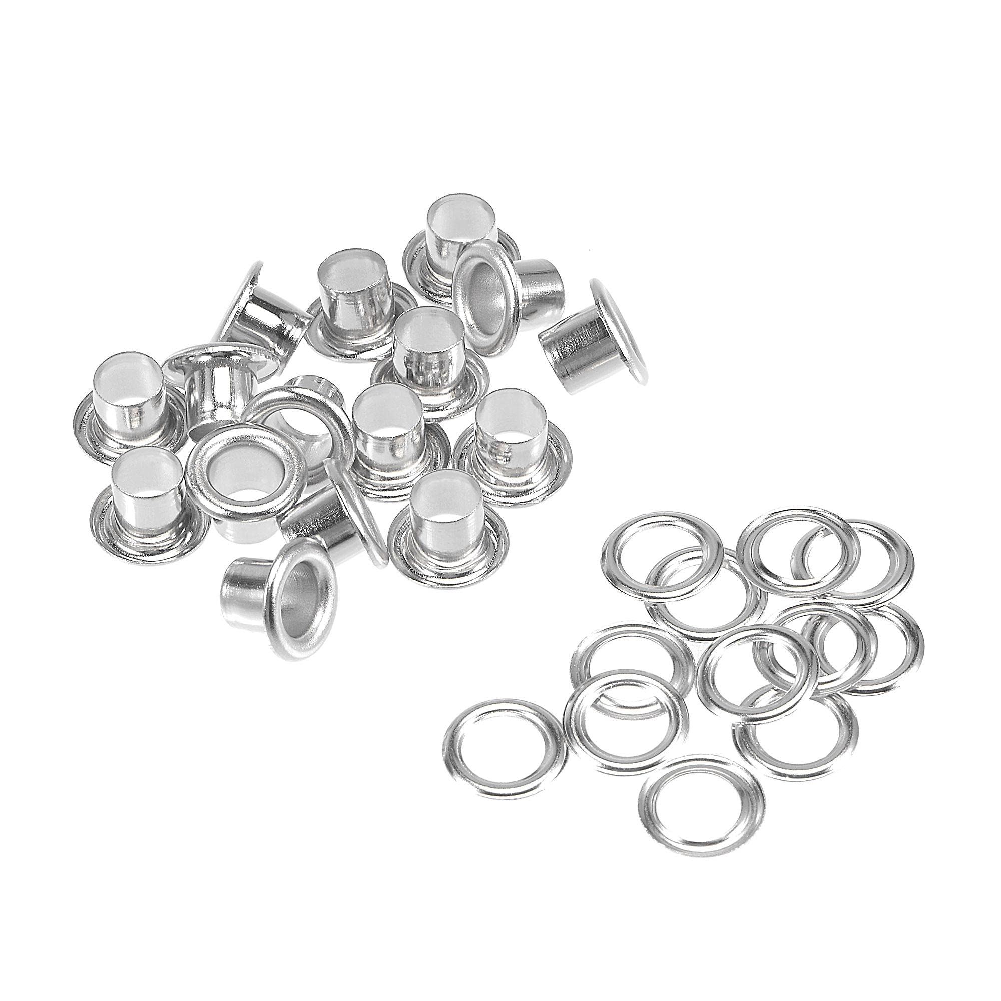 sourcing map Eyelets with Washers, 10.5 x 6 x 7mm Alloy Through Hole Hollow Rivets Grommets Silver Tone 100 Set
