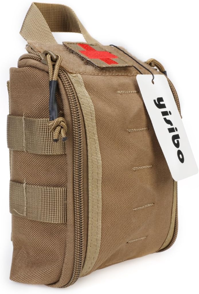 yisibo Medical Pouch with Patch,Tactical Molle First Aid Kit Combat Pouch EMT Emergency Survival Multipurpose Waist Pack Military Utility Bag for Outdoor/Camping/Hiking/Wilderness