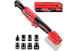 LITEKON Cordless Ratchet Wrench Set Compatible with Mil-Waukee 20V Max Battery (No Battery) - 74Ft-lbs 650 RPM High Power 3/8-inch Brushless Electric Power Ratchet Wrench Tool with LED Light