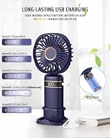 FAPPEN Mini Handheld Fan Rechargeable 5 Speed Folding Portable USB Fan Deep Blue view 3