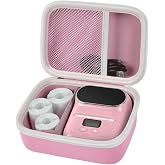 Boobowl Hard Case for Phomemo M110/M110S Label Maker, Case Only | Organized Label Roll Storage, Mesh Pocket for Charging Cable, Home Office Inventory, Small Business - Pink