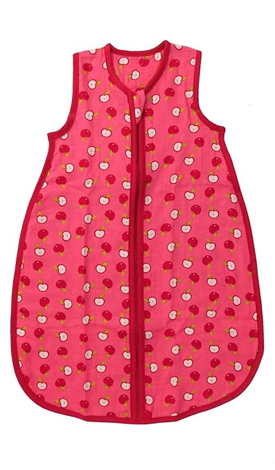 Schlummersack Babyschlafsack Bambus-Musselin für den Sommer ungefüttert in 0.5 Tog - Äpfel - 6-18 Monate/90cm