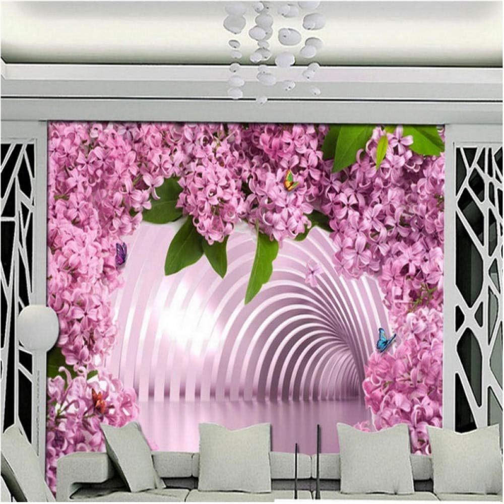 Amazon Xxzzdn カスタム3d壁画3dスペース拡張ピンクレディーバタフライフラワー壁画背景壁壁紙リビングルームカスタム壁画 150x1cm 壁紙