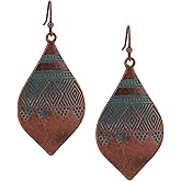 MINACHI Ethnic Vintage Bohemian Retro Antique Turquoise Color Theme Dangle Drop Earrings, Boho Jewelry Gift for Women