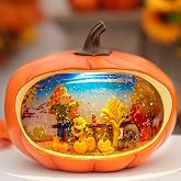 Fall Decor Snow Globes Lighted Pumpkin Thanksgiving Decoration Swirling Glitter Thanksgiving Snow Globe, Pumpkin Table Accent for Fall Decoration for Home