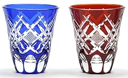 Japanese Edo-Kiriko (Cut Glass) Sake Cups A Pair of