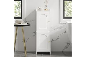 Hzuaneri Bathroom Storage Cabinet, Corner Floor Cabinet with 2 Doors and Adjustable Shelf, Narrow Toilet Paper Cabinets, Bath