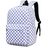 Esfoxes Checkered Girls Backpack for Elementary Middle School, Kids Teens School Bag Women College Bookbag Laptop Backpacks (Purple)