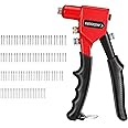Arrow Hand Riveter Kit, RT187M Professional Pop Rivet Gun with 3/32", 1/8", 5/32", 3/16" 100 Pieces Rivets (Each 25 Pieces), Great for Metal, Gutter and Automotive Work