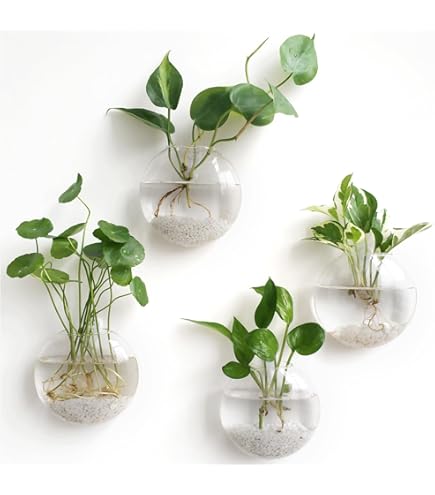 Vumdua Wall Hanging Planters, 4 Pack Glass Planters Hanging