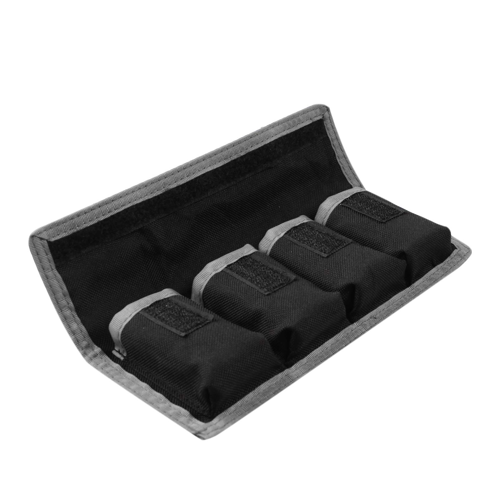 Meking 2 Pcs DSLR Battery Case Holder Storage Bag (4 Pocket) for AA/AAA Battery and LP-E6 LP-E8 LP-E10 LP-E12, EN-EL14 EN-EL15, NP-FW50 NP-F550 NP-FM500H (Gray+Blue)