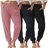 JoyMotion 3 Pack Women's Plus Size Sweatpants Joggers Baggy Interior Drawstring Athletic Elastic Waisted Pants with Pockets
