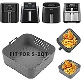 LYHOLKEER Silicone Air Fryer Basket Liners, 1 PCS Square, Reusable for Ninja 5 QT, 5 QT MAX, 6.5 QT XL, 6.5 QT MAX, COSORI 6-Qt, Chefman - 6 QT, Sweetcrispy 6QT, Gourmia 6Qt, OLIXIS 6 Quart Air Fryers