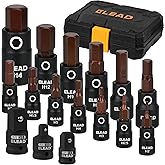 16-Piece Metric Hex Bit Socket Set - Premium S2 Steel 2mm-14mm Allen Socket Set with Socket Adapters, 1/4&rdquo;, 3/8&rdquo; and 1/2&rdquo; Drive | Professional Mechanic Garage Tools