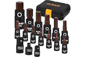 ELEAD 16-Piece Metric Hex Bit Socket Set - Premium S2 Steel 2mm-14mm Allen Socket Set with Socket Adapters, 1/4”, 3/8” and 1/2” Drive | Professional Mechanic Garage Tools