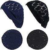 BYOS Chic Soft Knit Airy Cutout Lightweight Slouchy Crochet Beret Beanie Hat