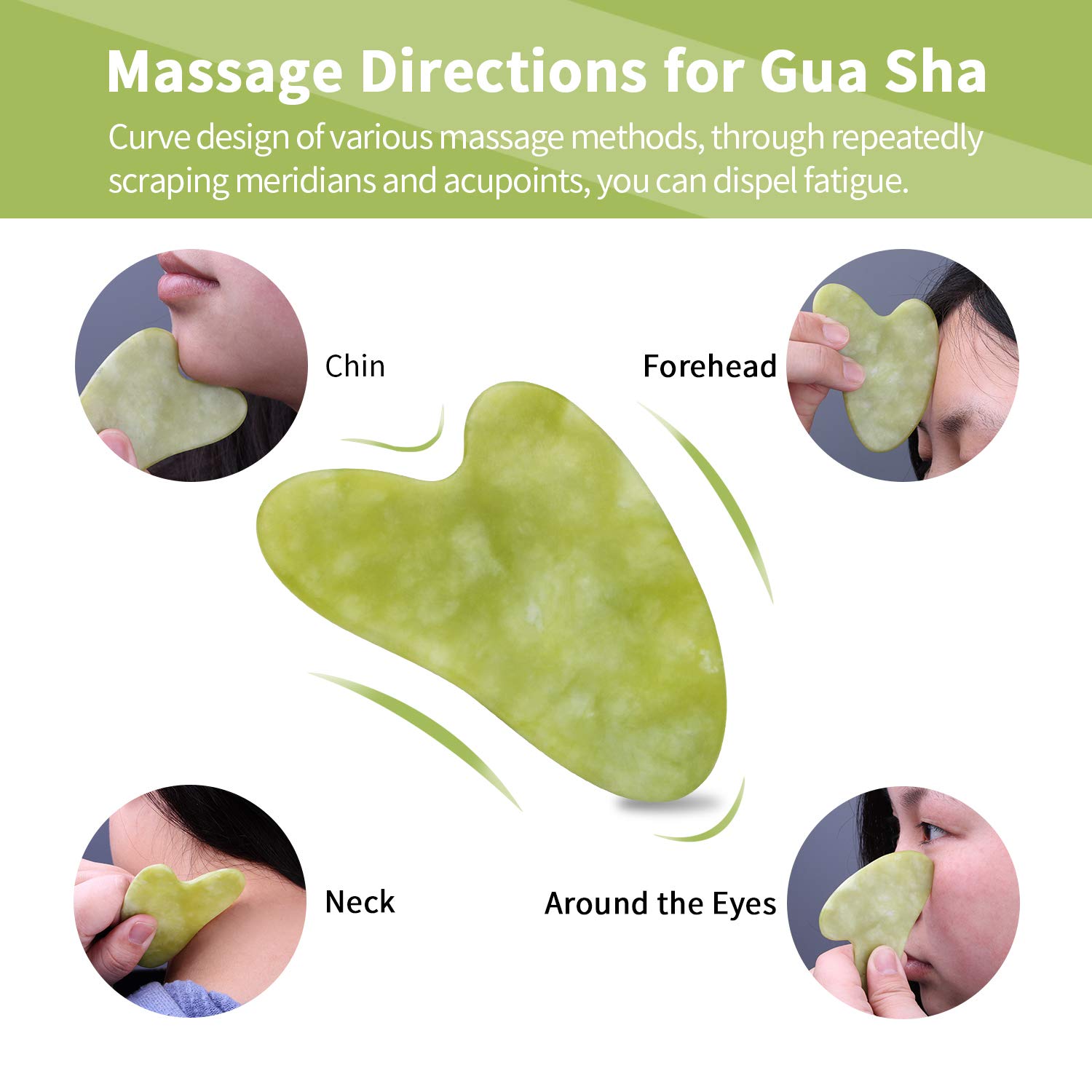 AECW Authentic Real Natural Jade Roller and Gua Sha Set Scraper Tool Jade Roller for Face Eyes Neck Jade Facial Roller Relaxation Skin Care Facial Massage Roller: Beauty
