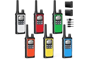 NXGKET Walkie Talkies Long Rang for Adults NOAA Weather Alerts Scan, Rechargeable Walkie Talkies 2 Way Radio 22 Channel 6 Pack with 1800mAh Li-ion Battery USB-c Cable Hiking Accessories Camping Gear