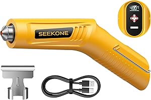 SEEKONE Mini Cordless Heat Gun with 4-Temp Settings (Up to 400℃) and Memory Function, USB Rechargeable Hot Air Gun, Fast Heat