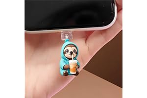 Sloth Drinking Coffee Dust Plug Acrylic Charms for electronic products,Type-C Charging Port Dust Plugs Pendant Compatible wit