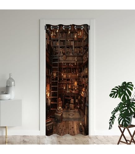 Books Door Curtain For Doorway Privacy Kids Vintage Library