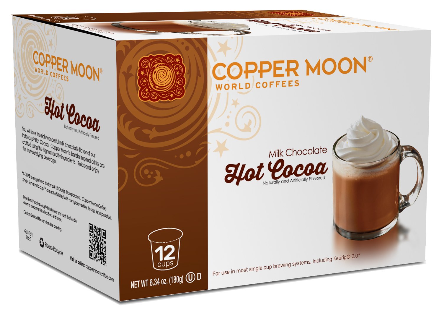 Copper Moon Cocoa Single Serve Pods for Keurig K-Cup Brewers, Hot  Cocoa, Rich Milk Chocolate Specialty Drink A Great Holiday or Wintery  12