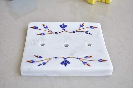 Kunhar Natural Marble Soap Dish for Bathroom/Marble Soap Dish for Bath Tub/Marble Soap Dish for Wash Basin Beautifully Crafted Bathroom Accessory