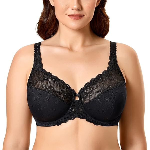 Lemorosy Women's Full Coverage Flower Lace Underwire