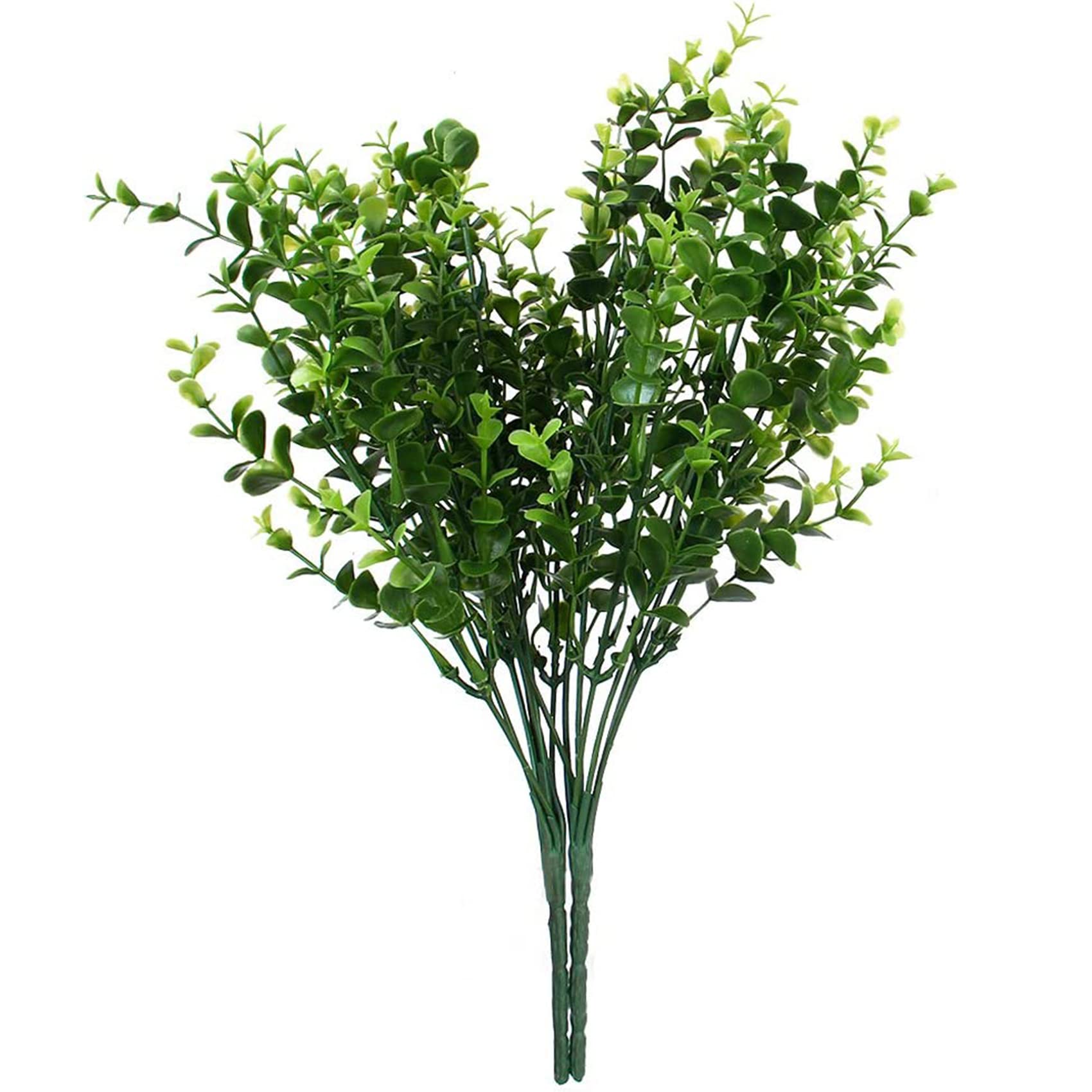 DTOL 2 x Artificial Plants,Plastic Greenery Shrubs UV Resistant Fake Outdoor Plants Plastic Shrubs for Farmhouse Home Garden Wedding Indoor Outside Decor (Green)