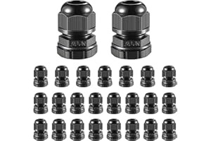 RTHIEAI 25 PCS 1/2"(6-12.5mm) NPT Nylon Cable Gland Joints with Gaskets, IP68 Adjustable Lock Nut Strain Relief Cord Grip Waterproof Cable Glands - UL Listed and RoHS Compliant