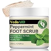 VedoAID Peppermint Foot Scrub – Natural Exfoliating Cream for Dry, Cracked Feet | Soothes Tired Feet, Removes Dead Skin | Mint & Pumice Formula | 200ml