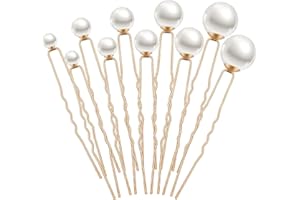 Charonle 32 Pieces Wedding Pearl Hair Pins Bridal Pearl Rhinestone Hair Accessories U Shape Barrette for Bride Bridesmaid Women(Gold)