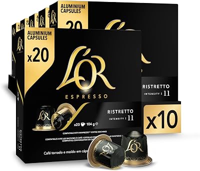 Cápsulas de café l'or espresso ristretto | intensidade 11 | 200 cápsulas compatíveis com nespresso (r)* - exclusivo amazon