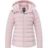 wantdo Women's Lightweight Warm Winter Coat Full-Zip Puffer Jacket with Hood