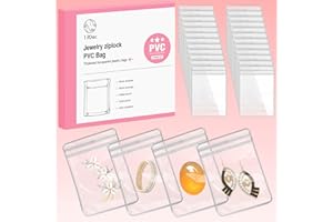 100 Zippered Plastic Jewelry Bags,Small(2.36"x3.15"),Thicker PVC Anti-Tarnish Jewelry Bags Clear Plastic for Gold,Silver,Coll