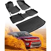 DiffCar® for Kia Soul Floor Mats & Cargo Liner 2014 2015 2016 2017 2018 2019 (Not for Hybrid) | All-Weather Custom Fit Car Accessories for Kia Soul Interior Protection | TPE Floor Trunk Mats 4PCS Set