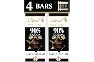 Lindt Excellence, 90% Dark Chocolate Candy Bar, 4ct, 3.5 oz. Bars