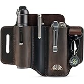 VIPERADE PJ29 Multitool Sheath for Belt, Leather EDC Pocket Organizer for Men, EDC Leather Sheath, Flashlight and Multitool Sheath, EDC Belt Organizer (Brown)
