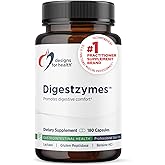 Designs for Health Digestzymes - Digestive Enzymes + Betaine Hydrochloride for Gas & Bloating Relief - Pepsin, Ox Bile, Lactase Enzyme & Lipase Enzymes for Digestion (180 Capsules)
