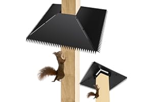 FANTANG 17" Metal Serrated Squirrel Baffle Shield for 4X4 Post, Square Bird Feeder Guard Black Squirrels Proof Deflector Outdoor Squirrels Stopper Baffles for Wooden Pole to Keep Squirrel Off Bird House