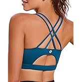 RUNNING GIRL Sports Bras for Women,Padded Sports Bra Tank Top Sexy Crisscross Back High Impact Longline Workout Yoga Bra