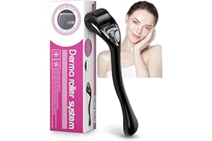 ONLYSKY BEAUTY Microneedling 540 Derma Roller Dermaroller 0.25mm Titanium Face Beard Roller (Black Handle+ Black Roller)