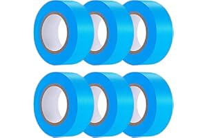 Hubaow 6 Pack Blue Signage Tapes, Non Adhesive Plastic Tape Neon Marking Roll, 1"*600 Feet, Marking Tape for Tree Marking, Hu