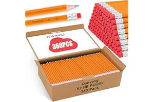Donyang 360 Pack #2 Pencils Bulk, Pre-Sharpened Number 2 HB Yellow Pencils with Top Erasers for School Classroom College Essentials Teacher Office Accessories, Writing, Drawing, Sketching