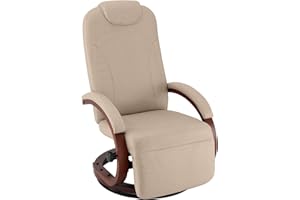 Camper Comfort 25'' RV Euro Chair Recliner with Footrest, Manual Recline, 360° Swivel, Wood Base (2, Cappuccino)