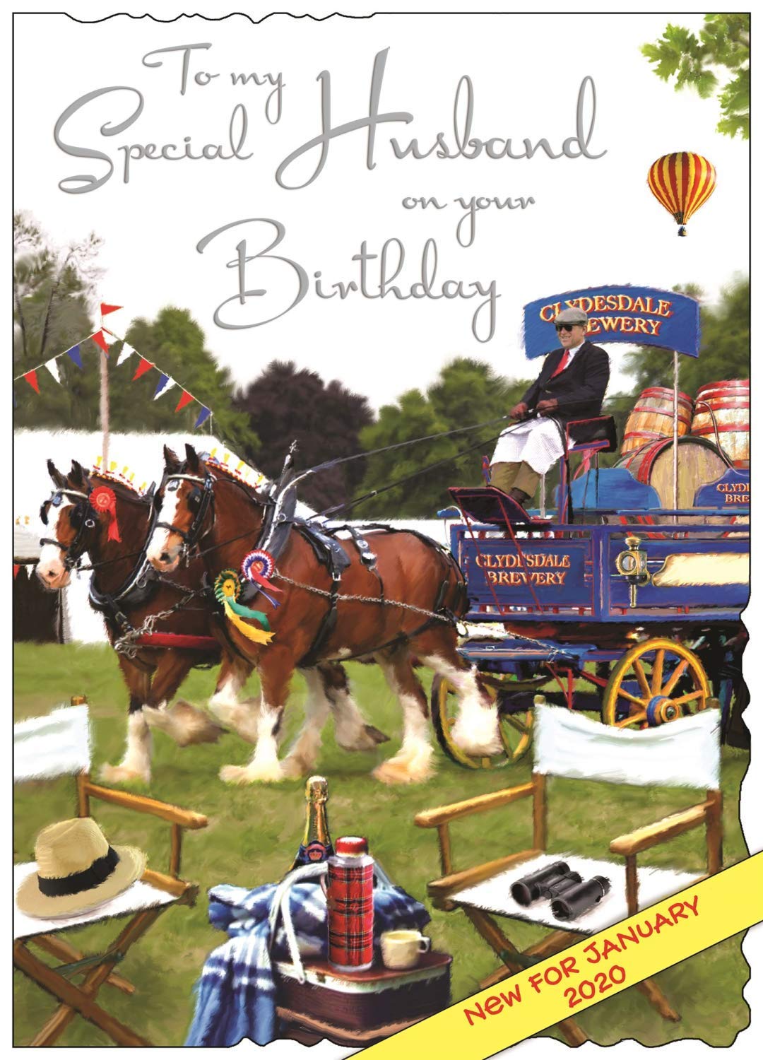 Jonny Javelin Large Special Husband Horses Birthday Card